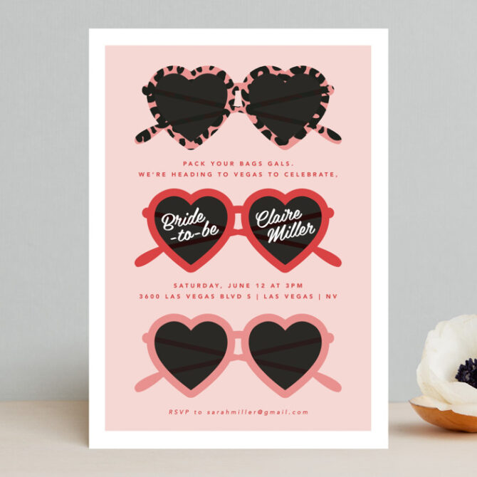 Heart sunglasses bridal party invitation.