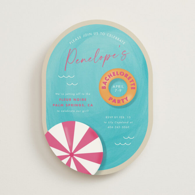 Bachelorette party invitation with beach theme design.
