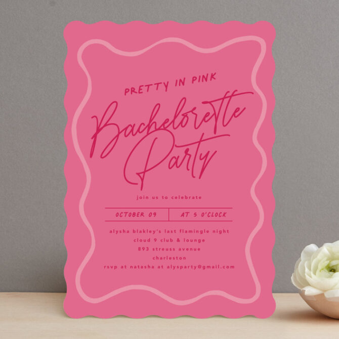 Pink bachelorette party invitation card