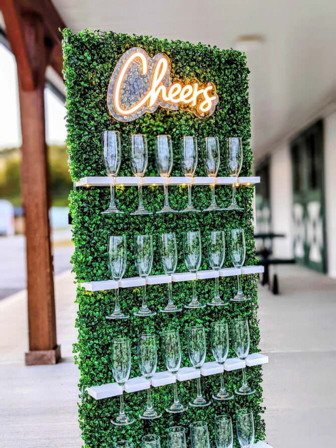 Boxwood Champagne Wall for Wedding