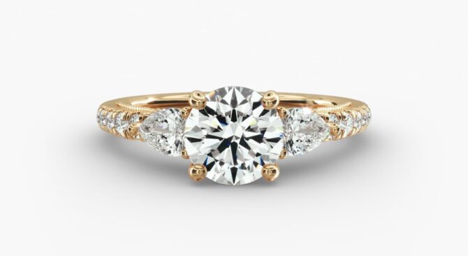 Elegant diamond engagement ring with gold band