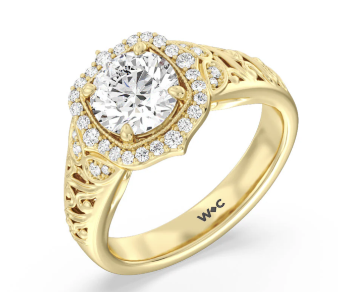 Elegant gold diamond engagement ring