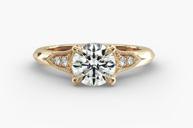 Gold ring with diamond centerpiece