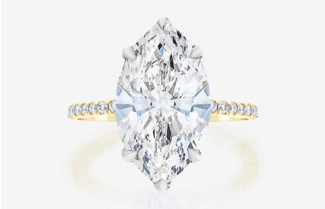 Marquise diamond ring with gold band